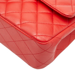 シャネル マトラッセ25 ココマーク ダブルフラップ チェーン ショルダーバッグ レッド ラムスキン レディース CHANEL 【中古】