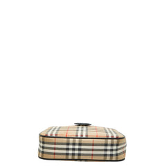 バーバリー ノバチェック シャドーホース ショルダーバッグ ベージュ ブラック キャンバス レザー レディース BURBERRY 【中古】