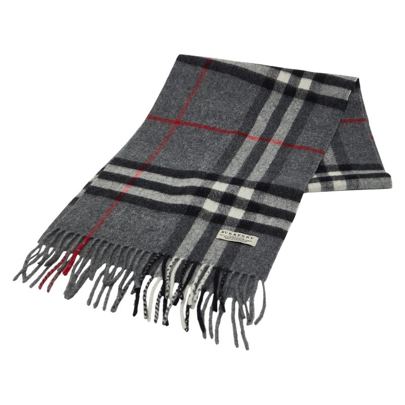 バーバリー ノバチェック マフラー グレー マルチカラー カシミヤ ウール レディース BURBERRY 【中古】