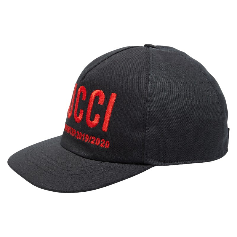 グッチ エンブロイダリー ベースボールキャップ サイズXL 59cm 596211 ブラック レッド コットン ポリエステル メンズ GUCCI 【中古】