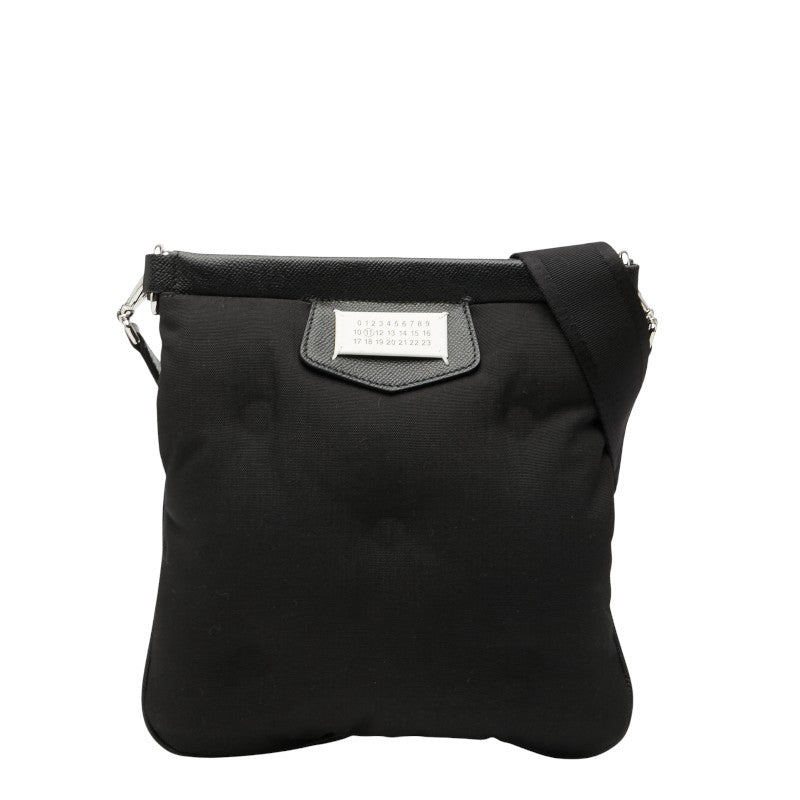 マルタンマルジェラ ロゴ ショルダーバッグ ブラック キャンバス レザー レディース MARTIN MARGIELA 【中古】