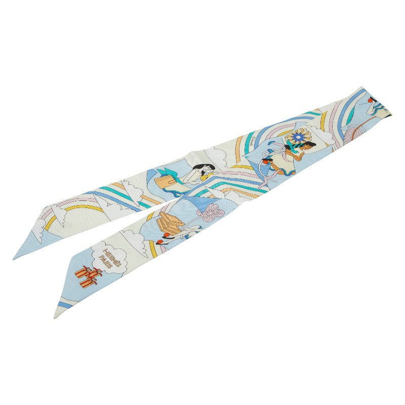 エルメス ツイリー CARRES VOLANTS 空飛ぶカレ スカーフ ホワイト マルチカラー レディース HERMES 【中古】