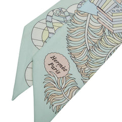 エルメス ツイリー De l'Ombrelle aux Duels Vieux 杖傘と決闘 スカーフ ライトブルー マルチカラー レディース HERMES 【中古】