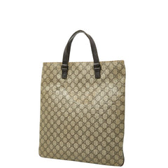 グッチ GGスプリーム ハンドバッグ トートバッグ 131258 ベージュ ブラウン PVC レザー レディース GUCCI 【中古】
