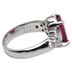 Pt900 プラチナ ルビー2.86ct ダイヤ0.24ct リング 指輪 レディース 7号 【中古】