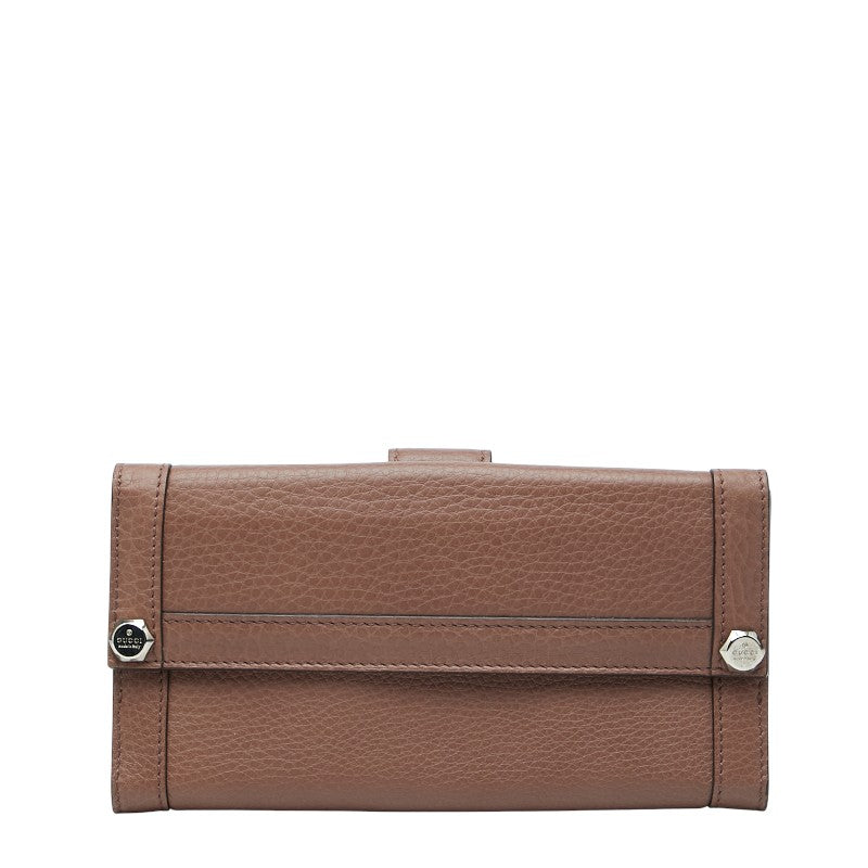 グッチ 長財布 Wホック 231839 ブラウン キャンバス レザー レディース GUCCI 【中古】