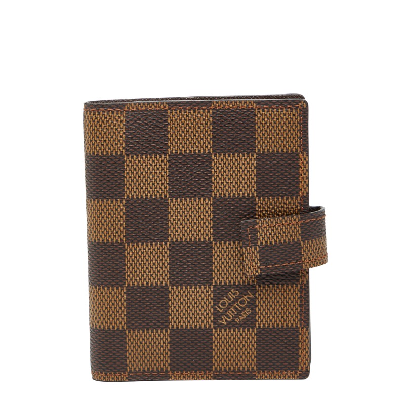 ルイ ヴィトン ダミエ アジェンダ ミニ 手帳カバー カードケース R20705 エベヌ ブラウン PVC レザー レディース LOUIS VUITTON 【中古】
