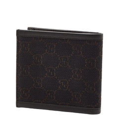 グッチ GGキャンバス 二つ折り財布 101663 2149 ブラウン キャンバス レザー レディース GUCCI 【中古】