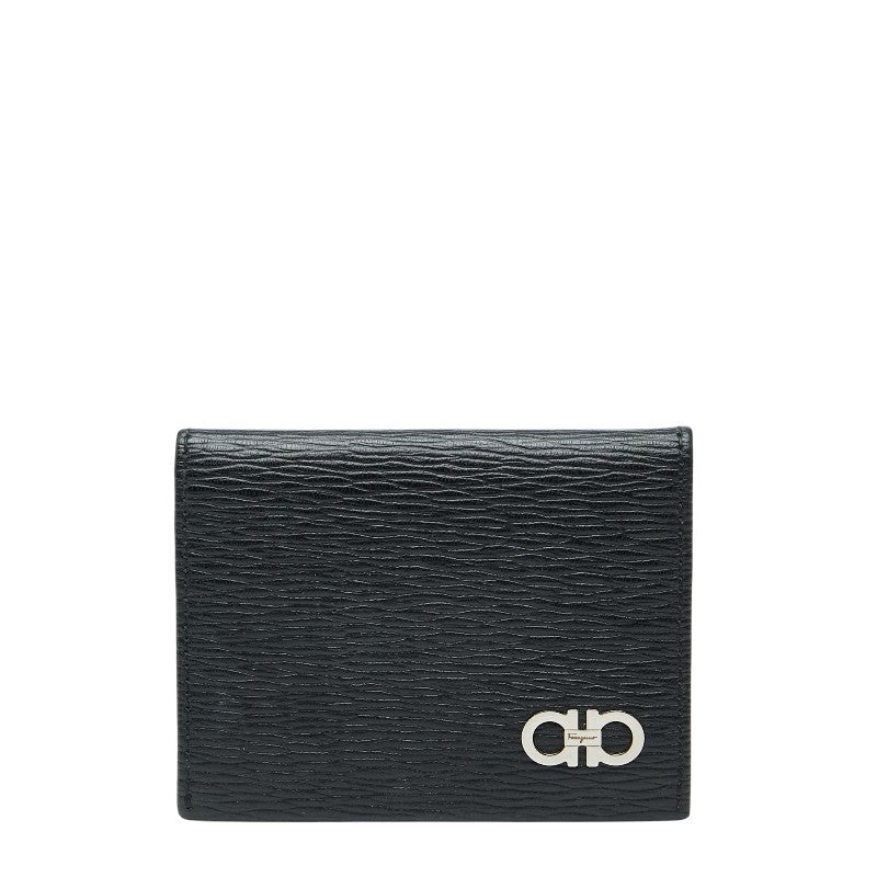 サルヴァトーレフェラガモ ガンチーニ カードケース ブラック レッド レザー レディース Salvatore Ferragamo 【中古】