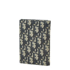 ディオール オブリーク パスポートケース ベージュ ネイビー キャンバス レザー レディース Dior 【中古】