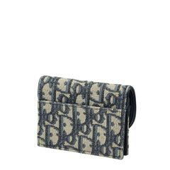 ディオール オブリーク カードケース 名刺入れ ベージュ ネイビー キャンバス レディース Dior 【中古】