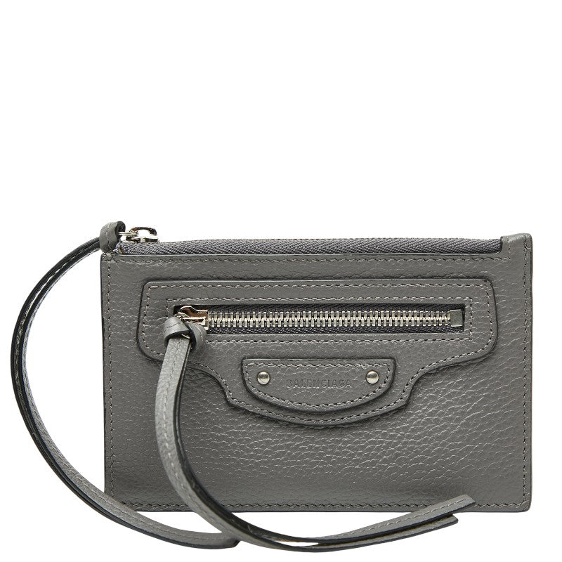 バレンシアガ ネオクラシック コインケース フラグメントケース 640110 グレー レザー レディース BALENCIAGA 【中古】