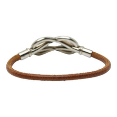 エルメス アタメ ブレスレット シルバー ブラウン メタル レザー レディース HERMES 【中古】