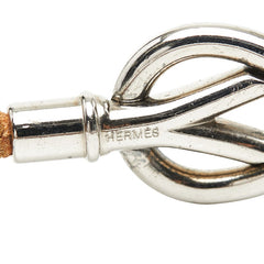 エルメス アタメ ブレスレット シルバー ブラウン メタル レザー レディース HERMES 【中古】