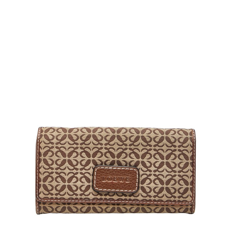 ロエベ アナグラム 長財布 ブラウン キャンバス レザー レディース LOEWE 【中古】