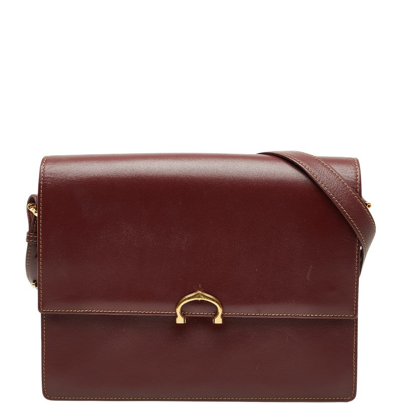 カルティエ 斜め掛け ショルダーバッグ ワインレッド ボルドー レザー レディース CARTIER 【中古】