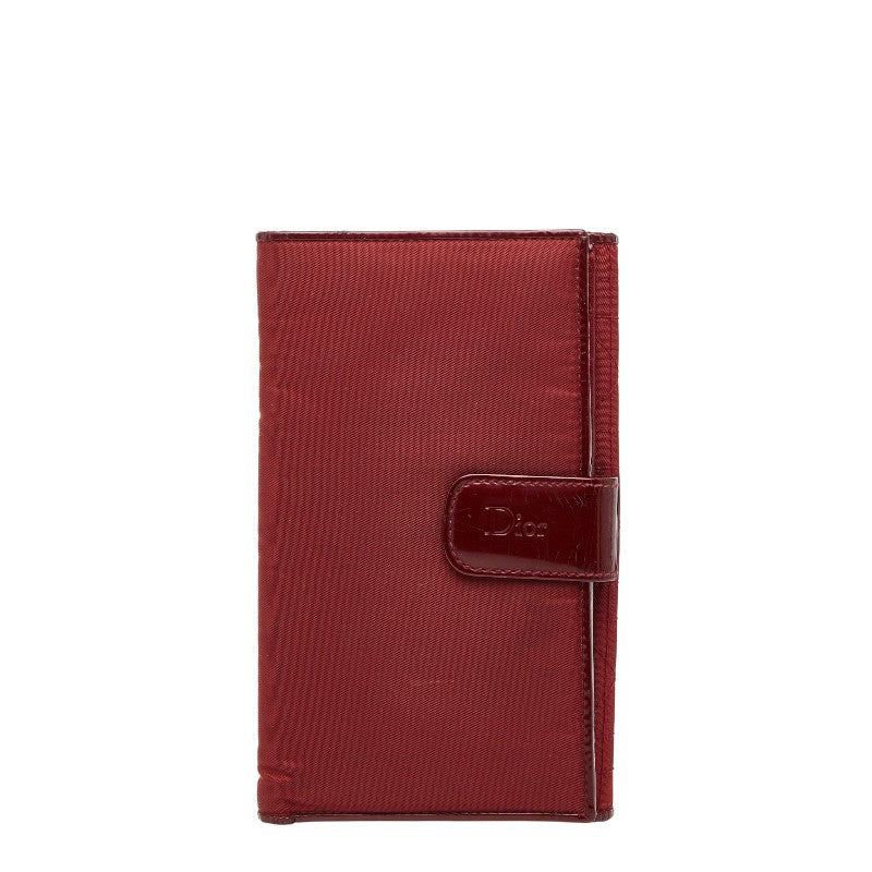 ディオール カナージュ ステッチ 長財布 レッド ナイロン レザー レディース Dior 【中古】