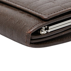 バーバリー エンボスチェック 長財布 ブラウン レザー レディース BURBERRY 【中古】