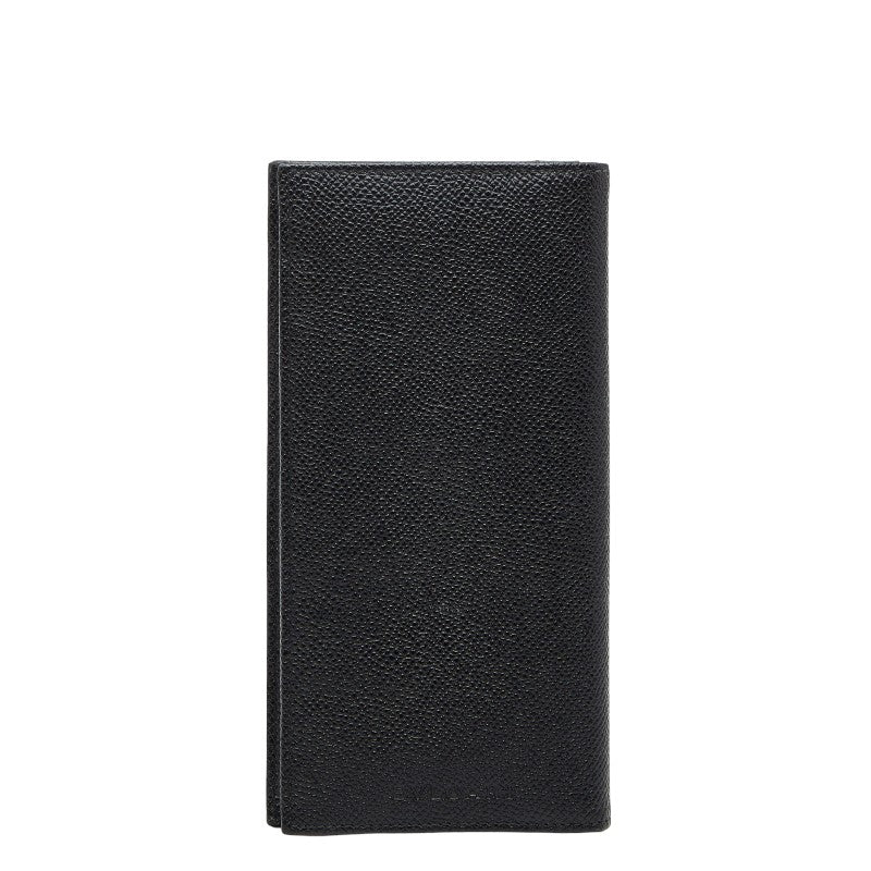 ブルガリ ロゴ 長財布 ブラック レザー メンズ BVLGARI 【中古】