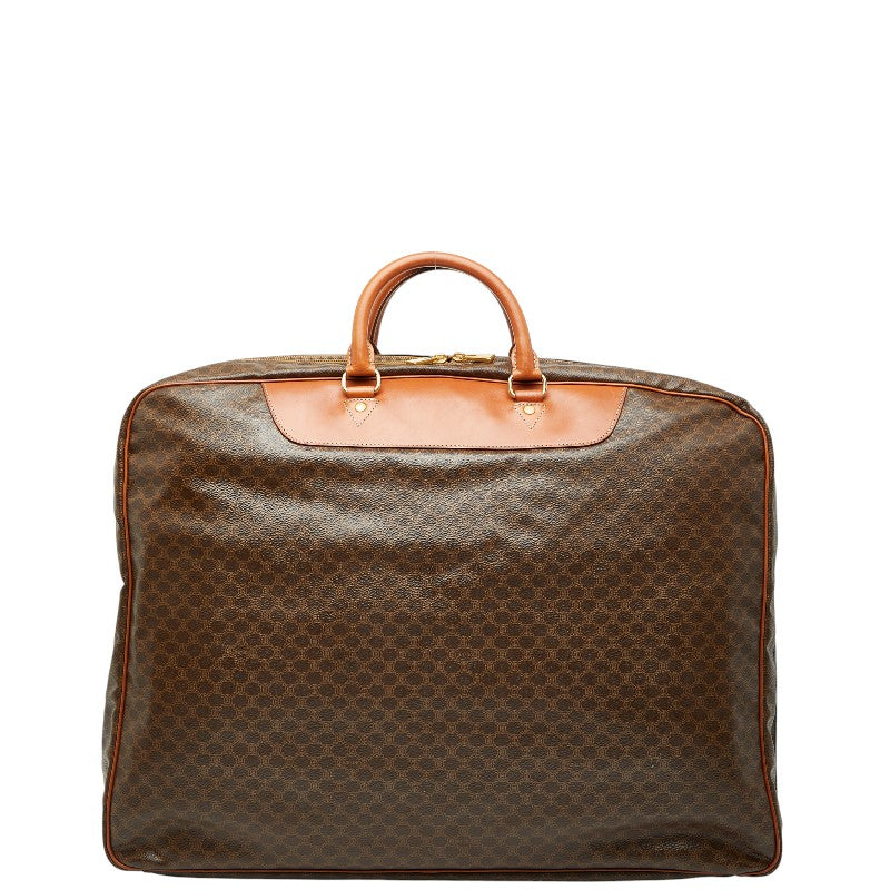 セリーヌ マカダム ボストンバッグ トラベルバッグ ブラウン PVC レザー レディース CELINE 【中古】