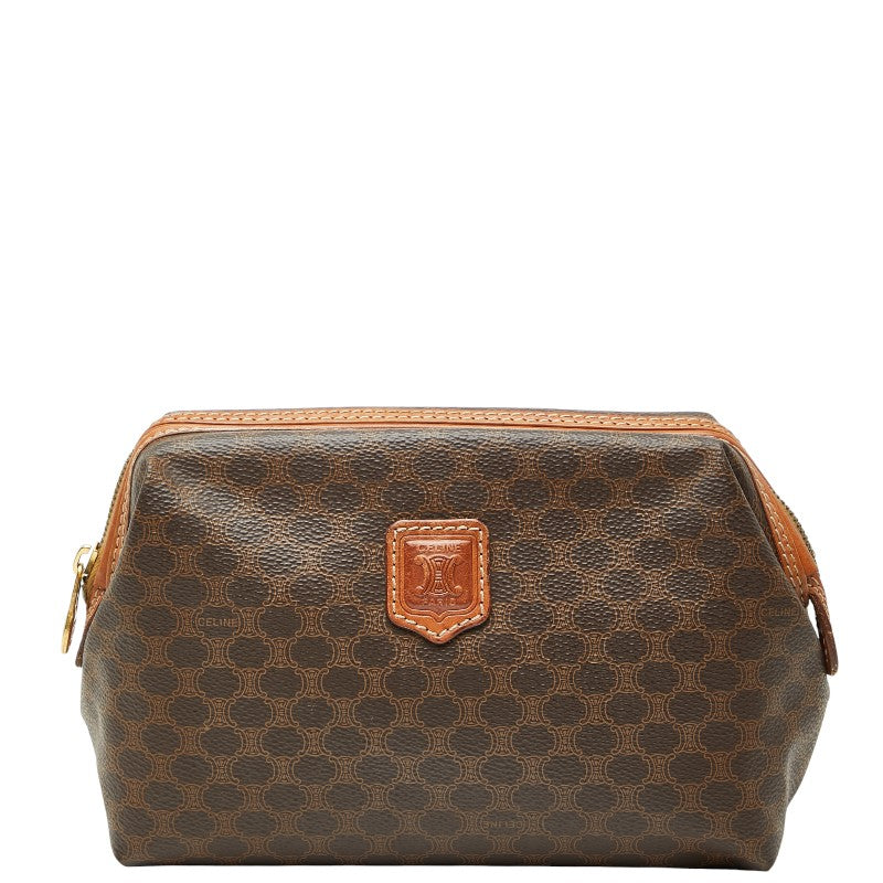 セリーヌ マカダム ポーチ 小物入れ ブラウン PVC レザー レディース CELINE 【中古】