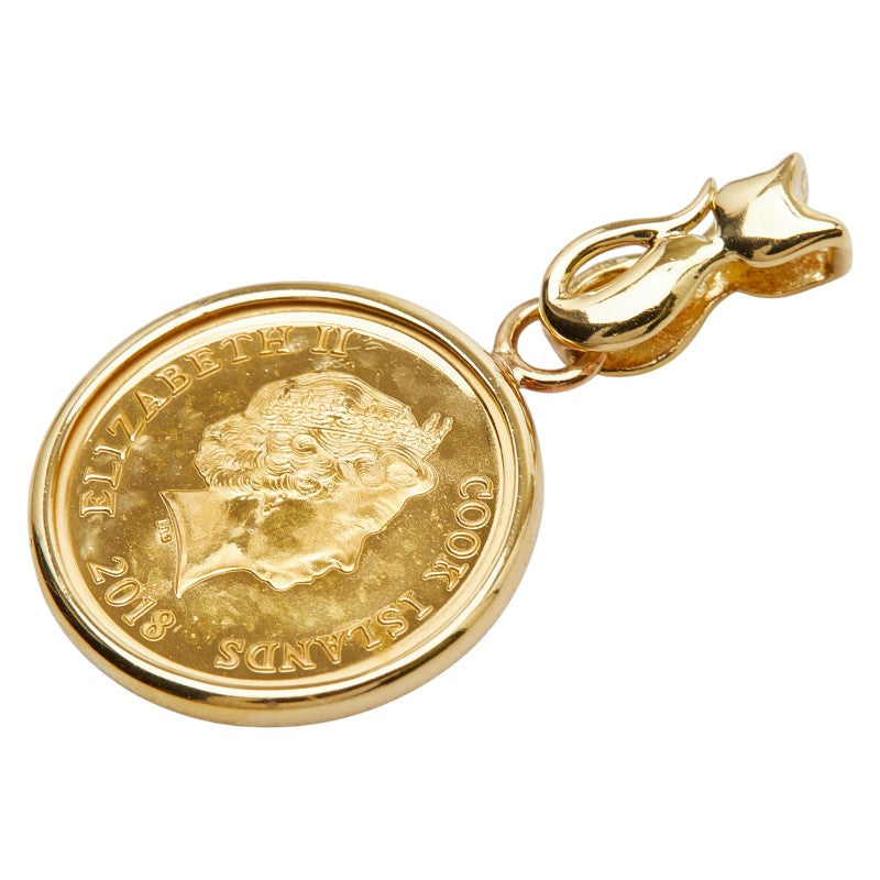K24IG インゴット K18YG イエローゴールド エリザベス2世 クック諸島 キャット 4ドル金貨 1/30OZ ペンダントトップ レディース 【中古】