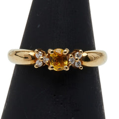 K18YG イエローゴールド イエローサファイア0.33ct ダイヤ0.06ct リング 指輪 レディース 11号 【中古】