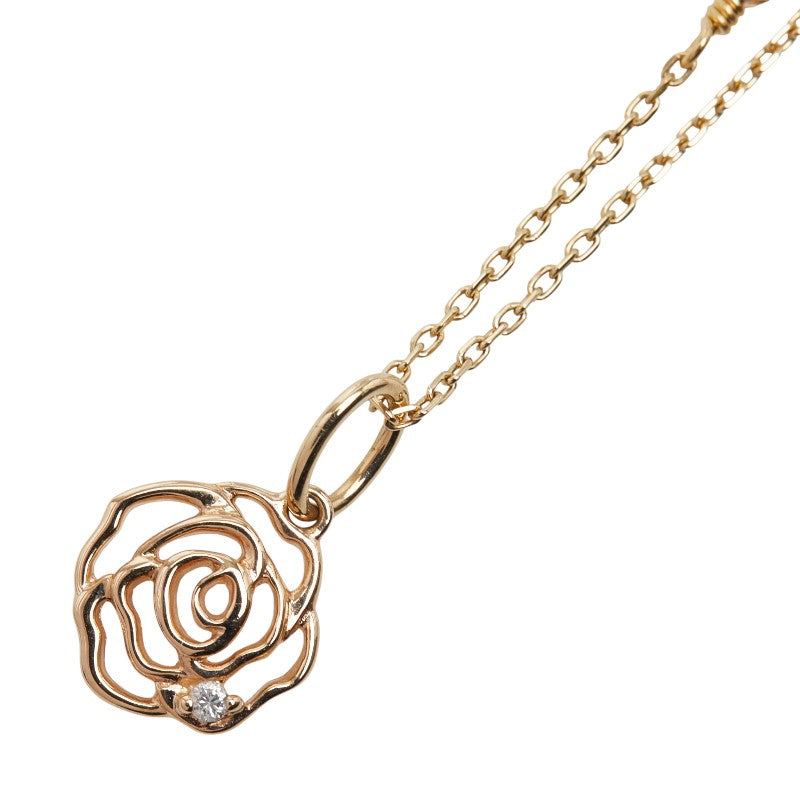 アガット K10YG イエローゴールド ダイヤ0.01ct ローズ 薔薇 モチーフ ペンダントネックレス レディース agete 【中古】