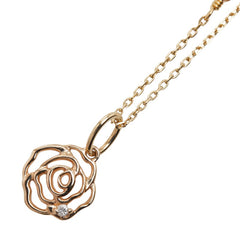 アガット K10YG イエローゴールド ダイヤ0.01ct ローズ 薔薇 モチーフ ペンダントネックレス レディース agete 【中古】