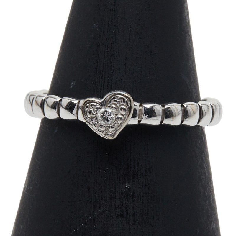 スタージュエリー K18WG ホワイトゴールド ダイヤ ハート モチーフ リング 指輪 レディース STAR JEWELRY 7号 【中古】