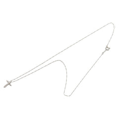 Pt900 プラチナ Pt850 プラチナ ダイヤ0.20ct クロス 十字架 モチーフ ペンダントネックレス レディース 【中古】