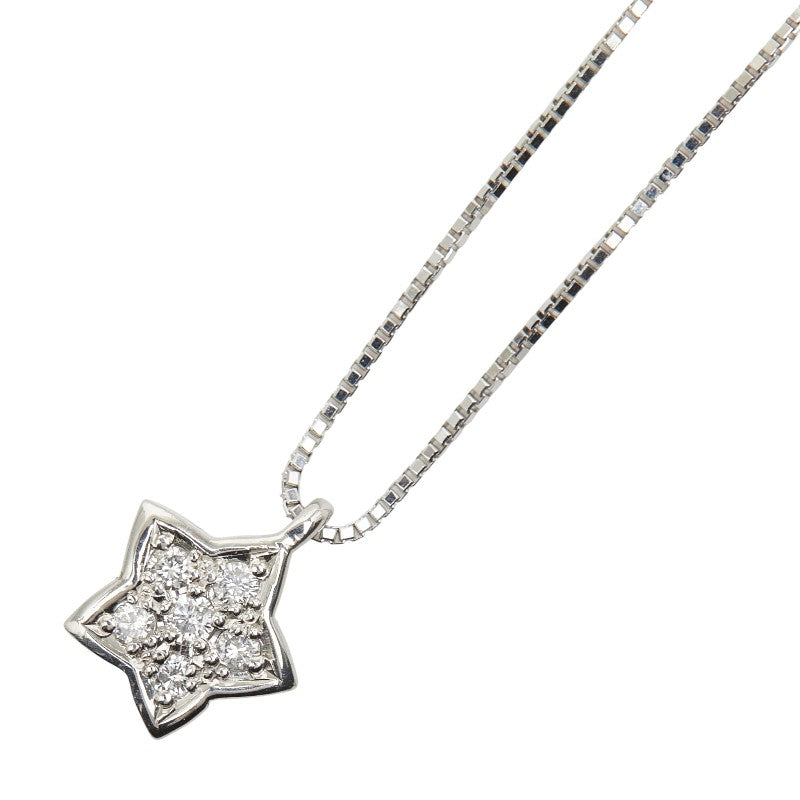 K18WG ホワイトゴールド ダイヤ0.18ct スター 星 モチーフ ペンダントネックレス レディース 【中古】
