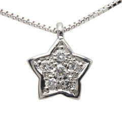 K18WG ホワイトゴールド ダイヤ0.18ct スター 星 モチーフ ペンダントネックレス レディース 【中古】