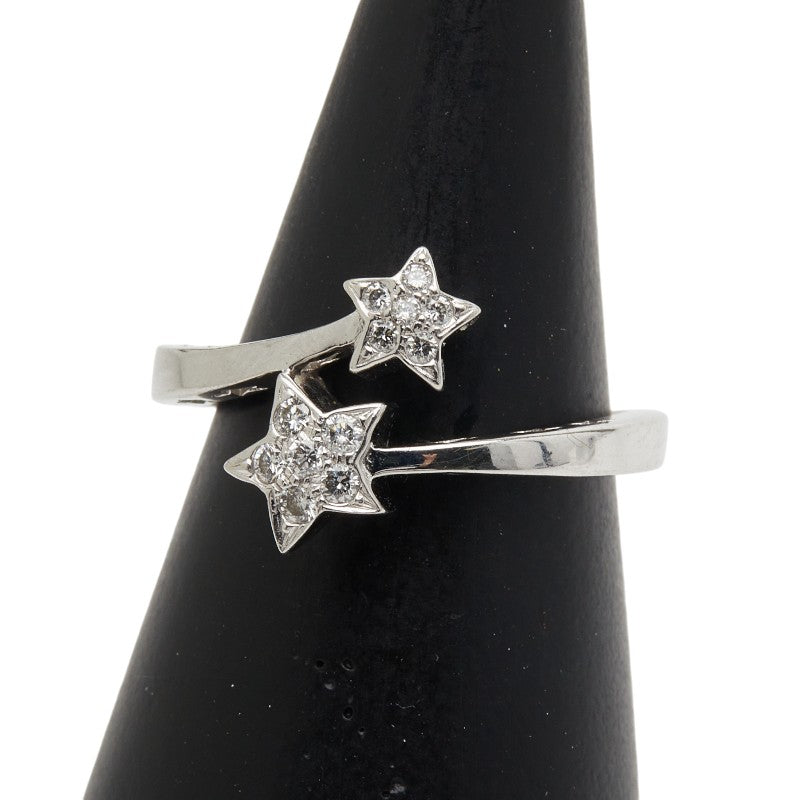 K18WG ホワイトゴールド ダイヤ0.15ct スター 星 モチーフ リング 指輪 レディース 11.5号 【中古】
