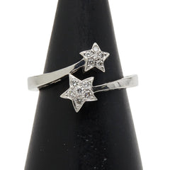 K18WG ホワイトゴールド ダイヤ0.15ct スター 星 モチーフ リング 指輪 レディース 11.5号 【中古】