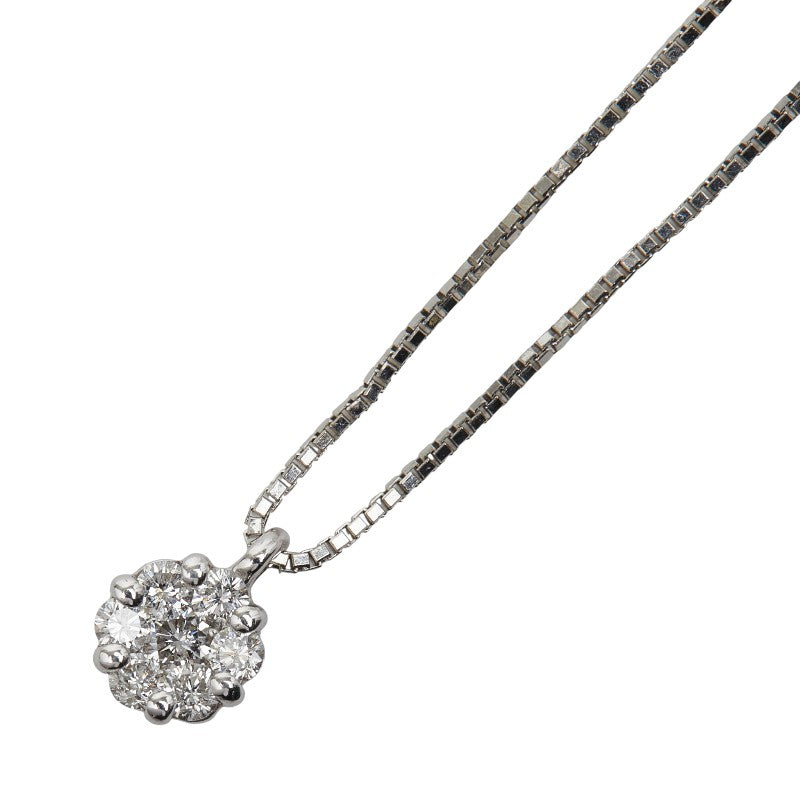 K18WG ホワイトゴールド ダイヤ0.20ct ペンダントネックレス レディース 【中古】