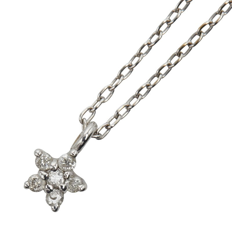 サマンサティアラ K18WG ホワイトゴールド ダイヤ0.06ct フラワー 花 モチーフ ペンダントネックレス レディース Samantha Tiara 【中古】