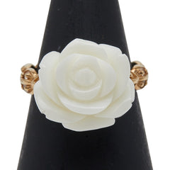 K10YG イエローゴールド 色石 ローズ 薔薇 モチーフ リング 指輪 レディース 11.5号 【中古】