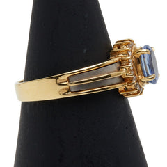 K18YG イエローゴールド Pt900 プラチナ サファイア1.08ct ダイヤ0.14ct リング 指輪 レディース 12号 【中古】