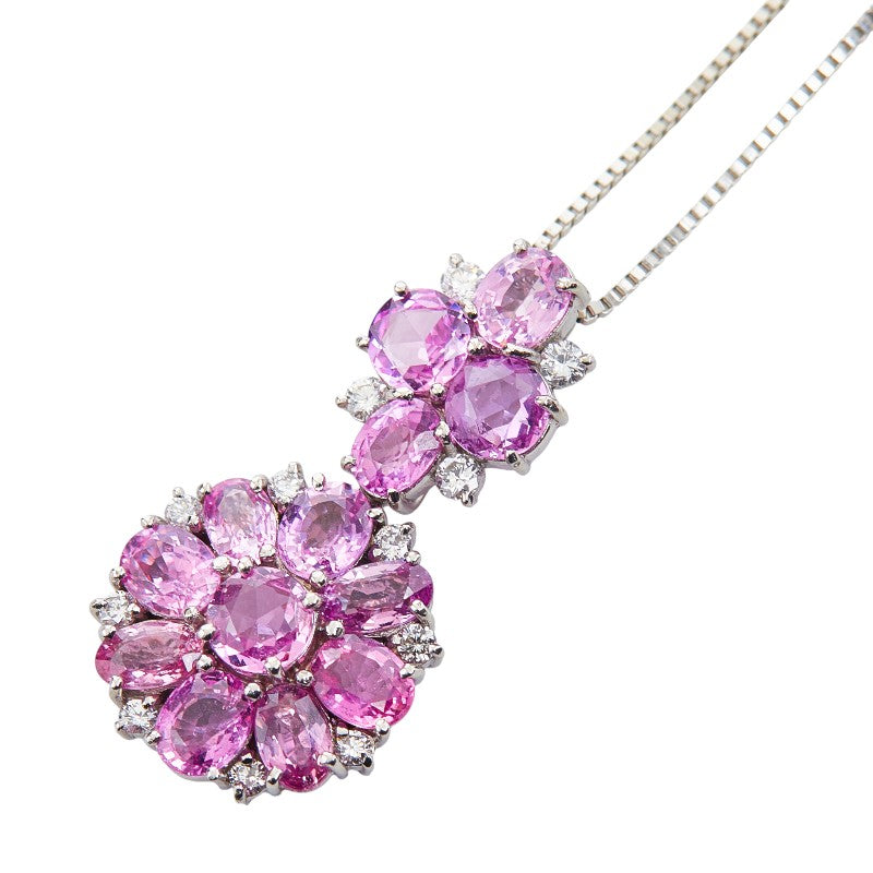 Pt900 プラチナ Pt850 プラチナ サファイア(パパラチャ)5.394ct ダイヤ0.31ct ペンダントネックレス レディース 【中古】