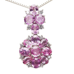 Pt900 プラチナ Pt850 プラチナ サファイア(パパラチャ)5.394ct ダイヤ0.31ct ペンダントネックレス レディース 【中古】