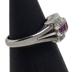 Pt900 プラチナ サファイア ダイヤ リング 指輪 レディース 10号 【中古】