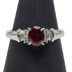 Pt900 プラチナ ガーネット ダイヤ0.16ct リング 指輪 レディース 11号 【中古】