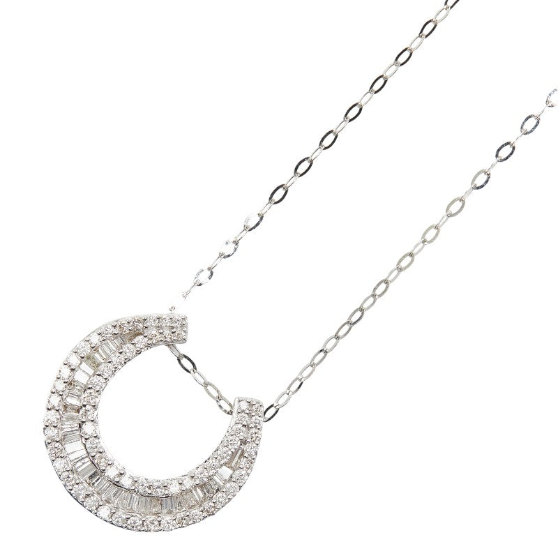 K18WG ホワイトゴールド ダイヤ0.50ct ペンダントネックレス レディース 【中古】