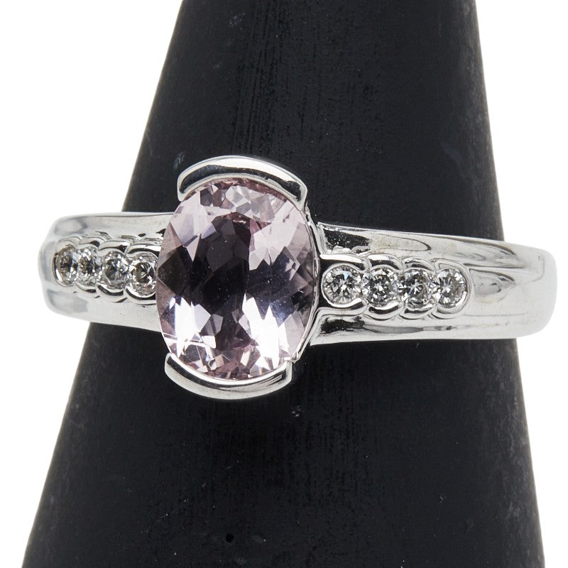 K14WG ホワイトゴールド モルガナイト ダイヤ0.10ct リング 指輪 レディース 11号 【中古】