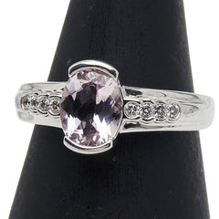 K14WG ホワイトゴールド モルガナイト ダイヤ0.10ct リング 指輪 レディース 11号 【中古】