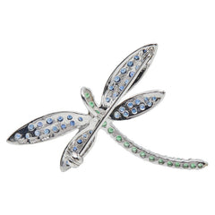 K18WG ホワイトゴールド サファイア グロッシュラーライトガーネット トンボモチーフ ペンダント ブローチ レディース 【中古】