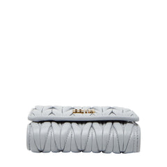 ミュウミュウ マテラッセ 三つ折り財布 5MH033 ブルー グレー レザー レディース MIUMIU 【中古】