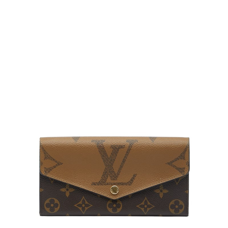 ルイ ヴィトン モノグラム ジャイアント リバース ポルトフォイユ サラ 長財布 M80726 ブラウン PVC レザー レディース LOUIS VUITTON 【中古】
