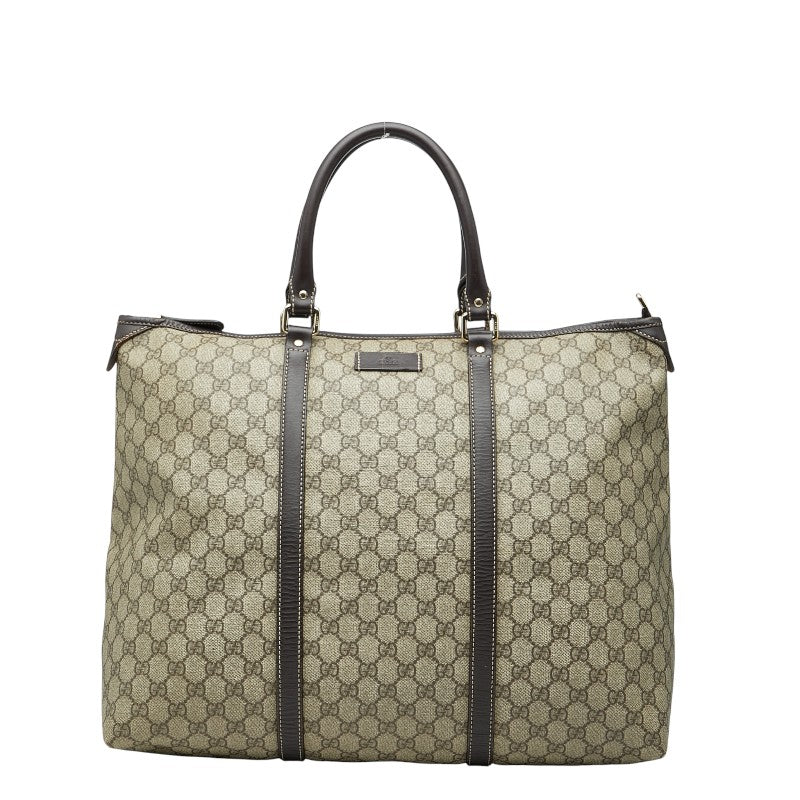 グッチ GGスプリーム トートバッグ 201482 ベージュ ブラウン PVC レザー レディース GUCCI 【中古】